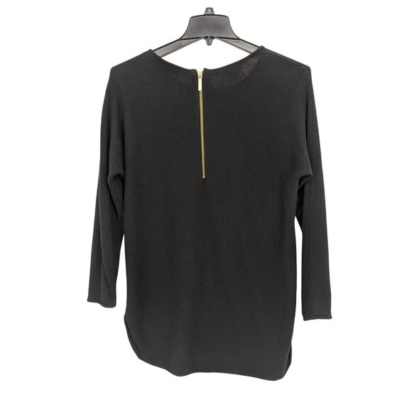 Michael Kors Tunic Knit Sweater Top Women Size L Minimalist Back Zip Preppy Cozy - Picture 1 of 11